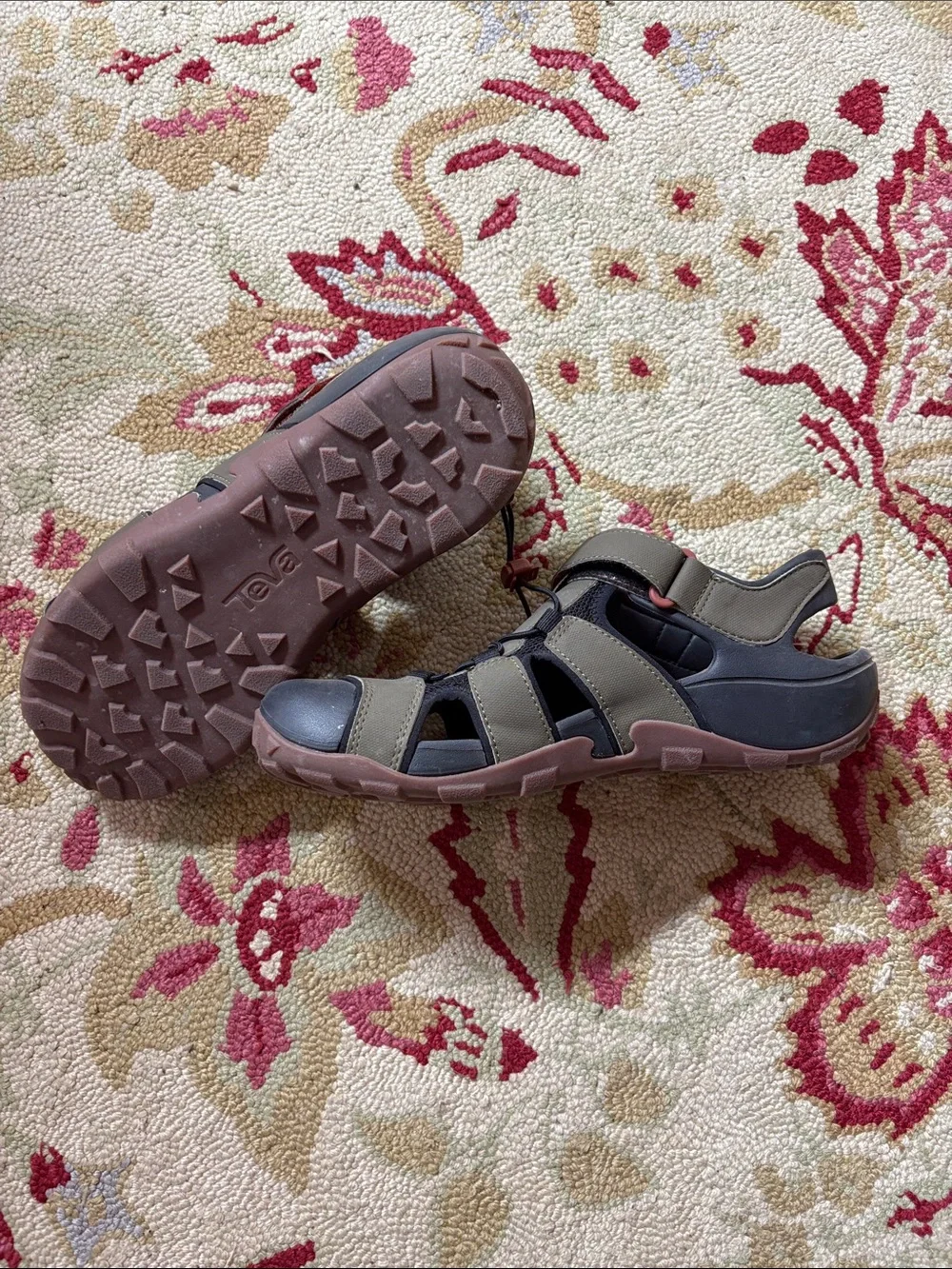 Teva Men's Olive and Black Outdoor Sandals with Red Accents